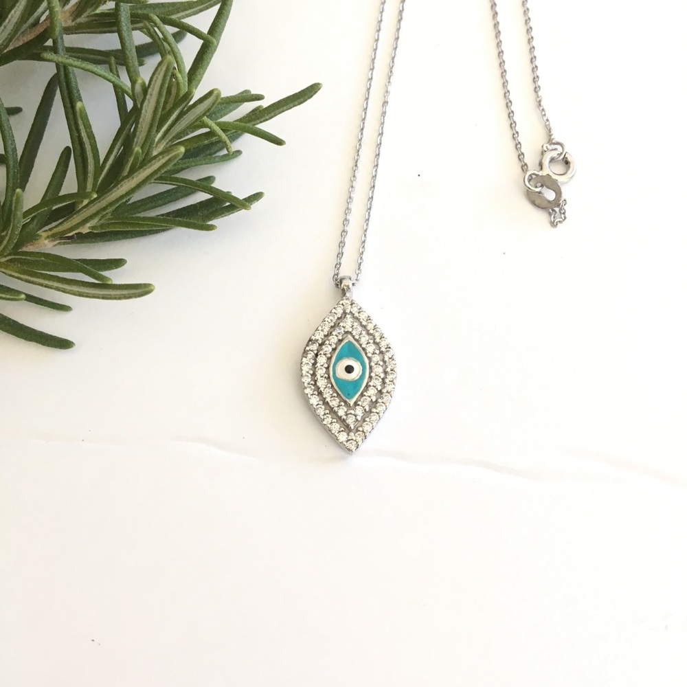 🧿 EVIL EYE 🧿 Silver Cz Adjustable Necklace